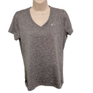 UNDER ARMOUR Loose Heatgear V Neck Heather Space Gray Grey Tshirt Womens Medium